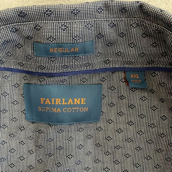 Fairlane Shirt Men XXL Navy Blue Geometric Print Supima Cotton Stitch Fix Career - Picture 2 of 11